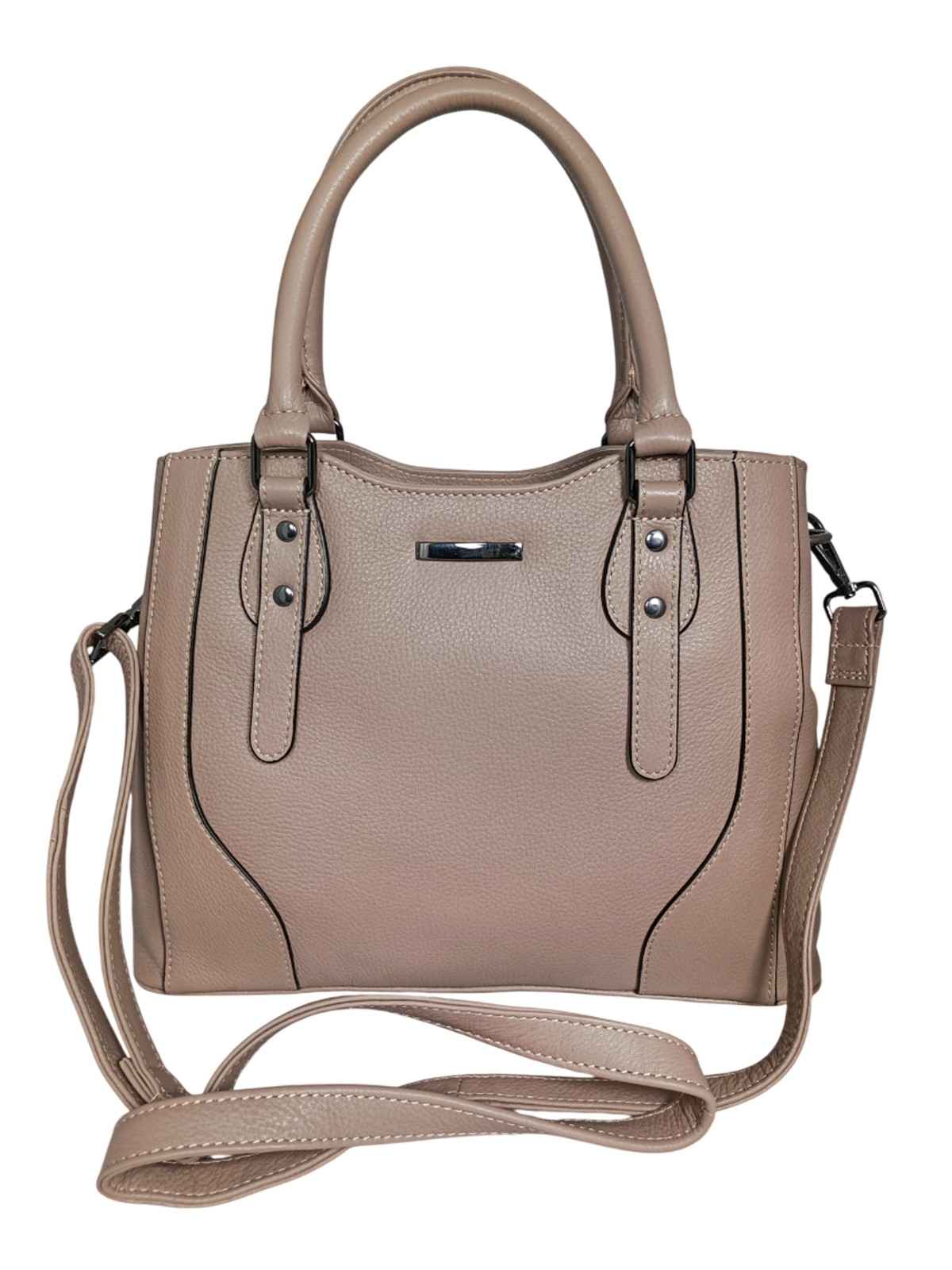 Genuine Leather Handbag for Women – Premium Shoulder & Hand Carry Purse with Dual Compartments – Elegant Taupe With Long Strap