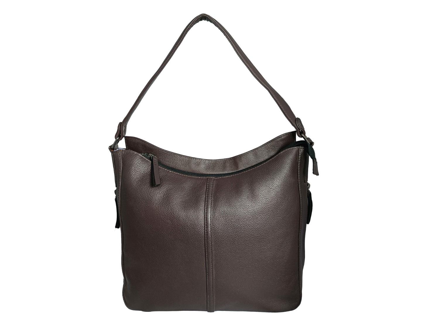 Premium Genuine Leather Shoulder Bag for Women – Stylish Brown Hobo Bag with Zipper Compartments & Adjustable Strap